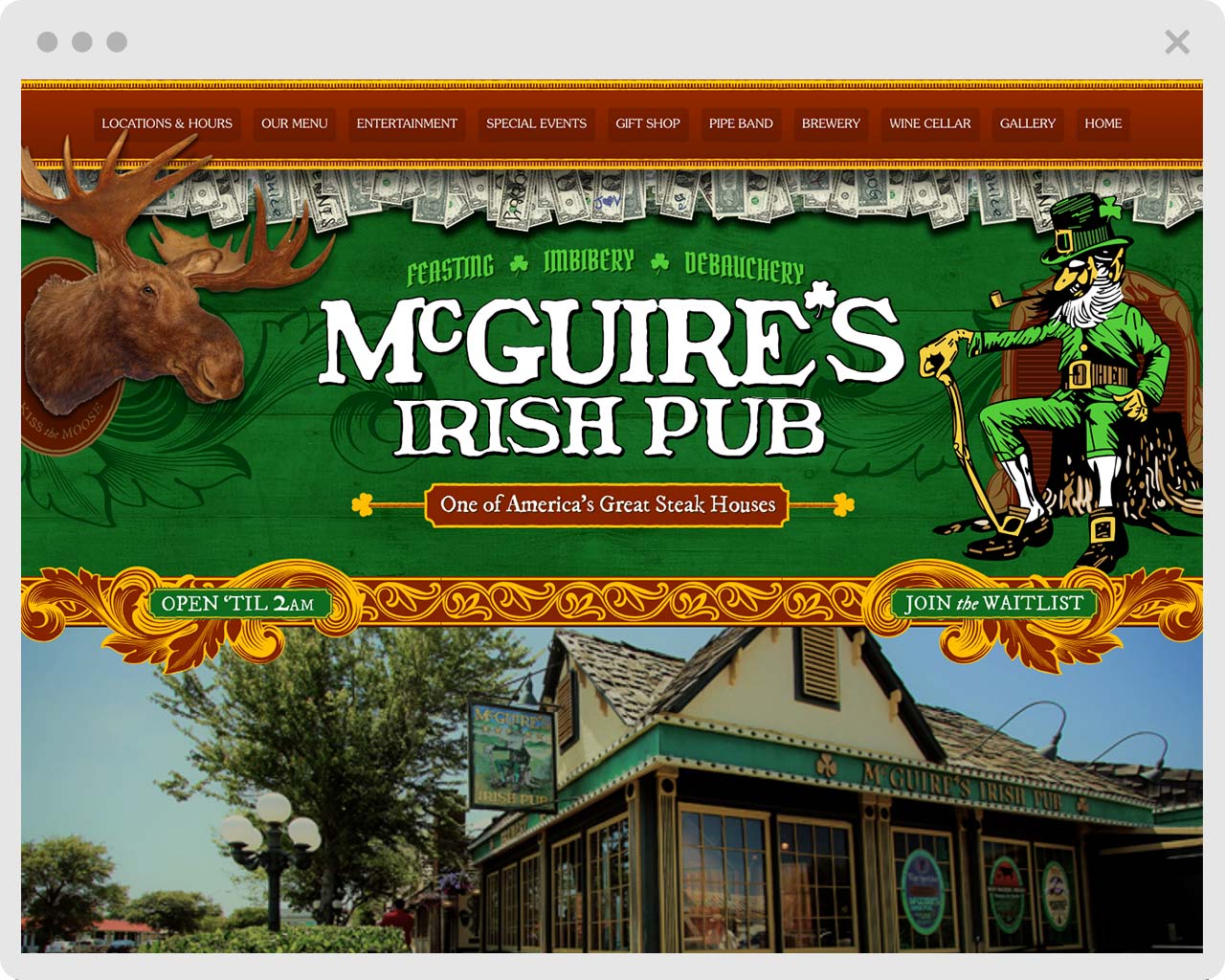 image of McGuires Irish Pub website