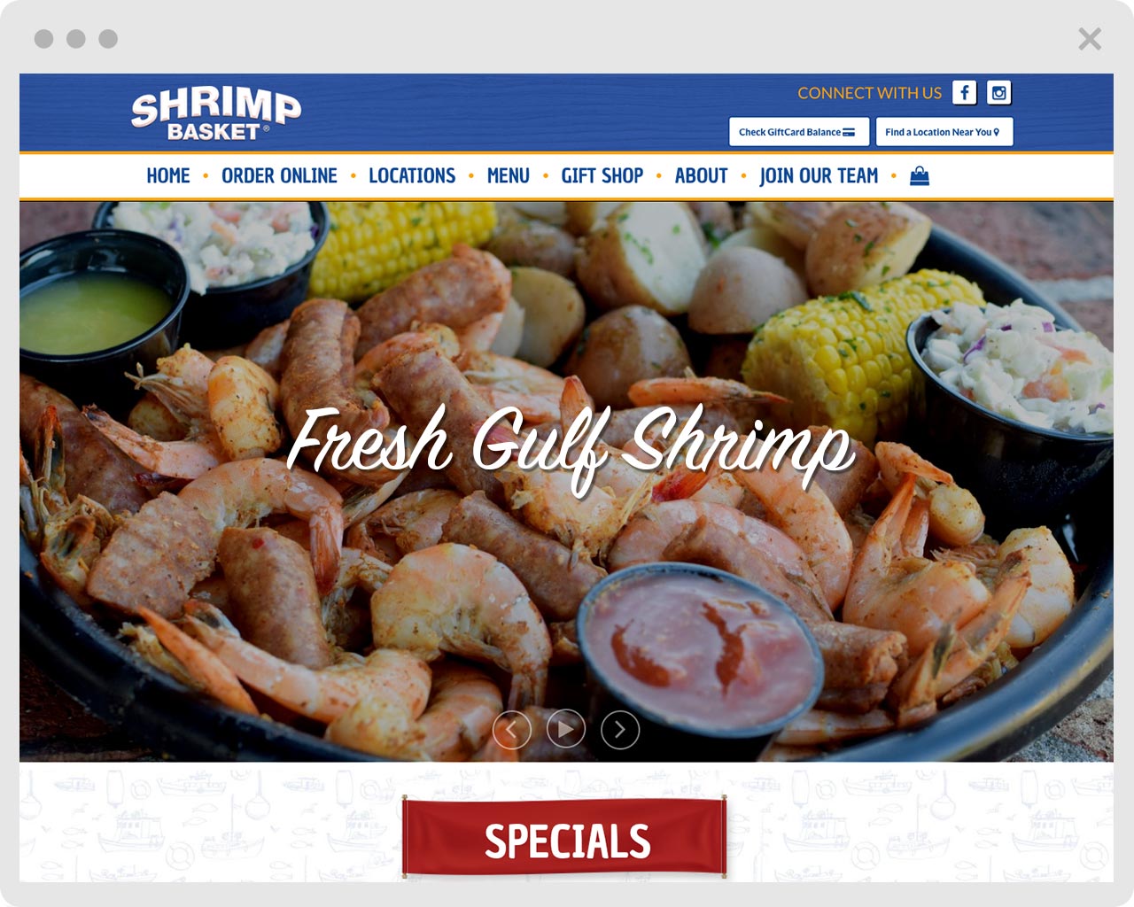 image of Shrimp Basket website