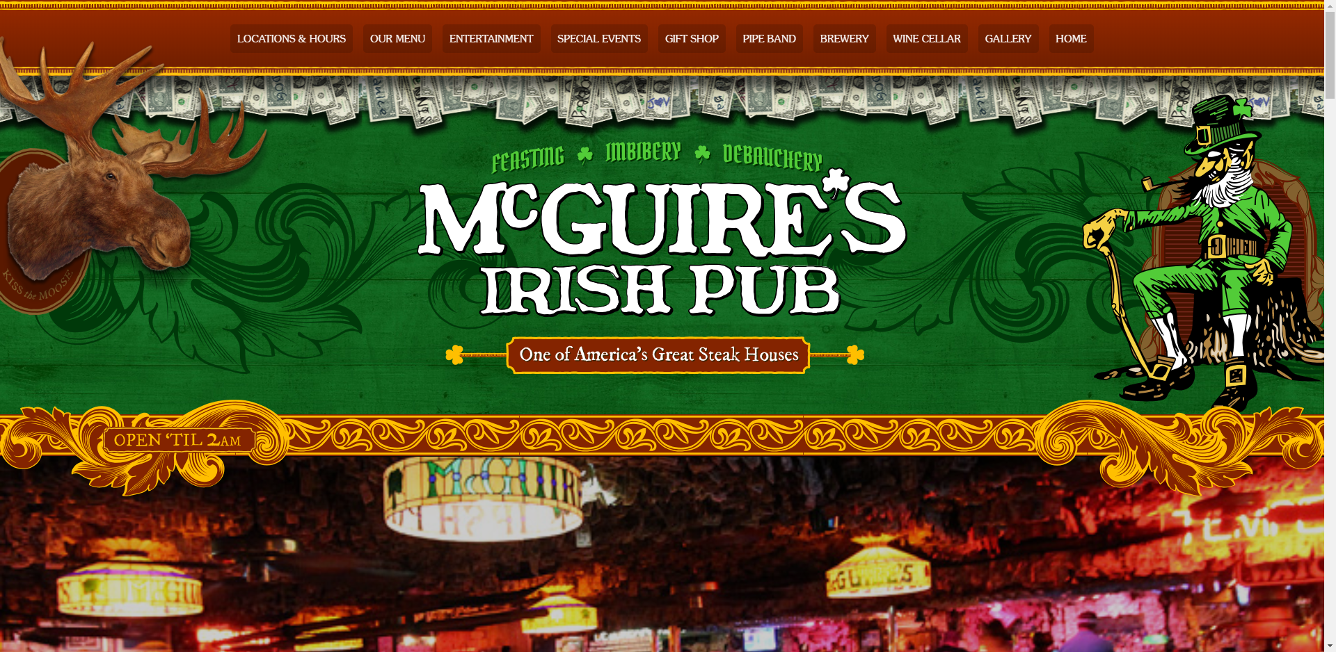 McGuires Irish Pub website screenshot
